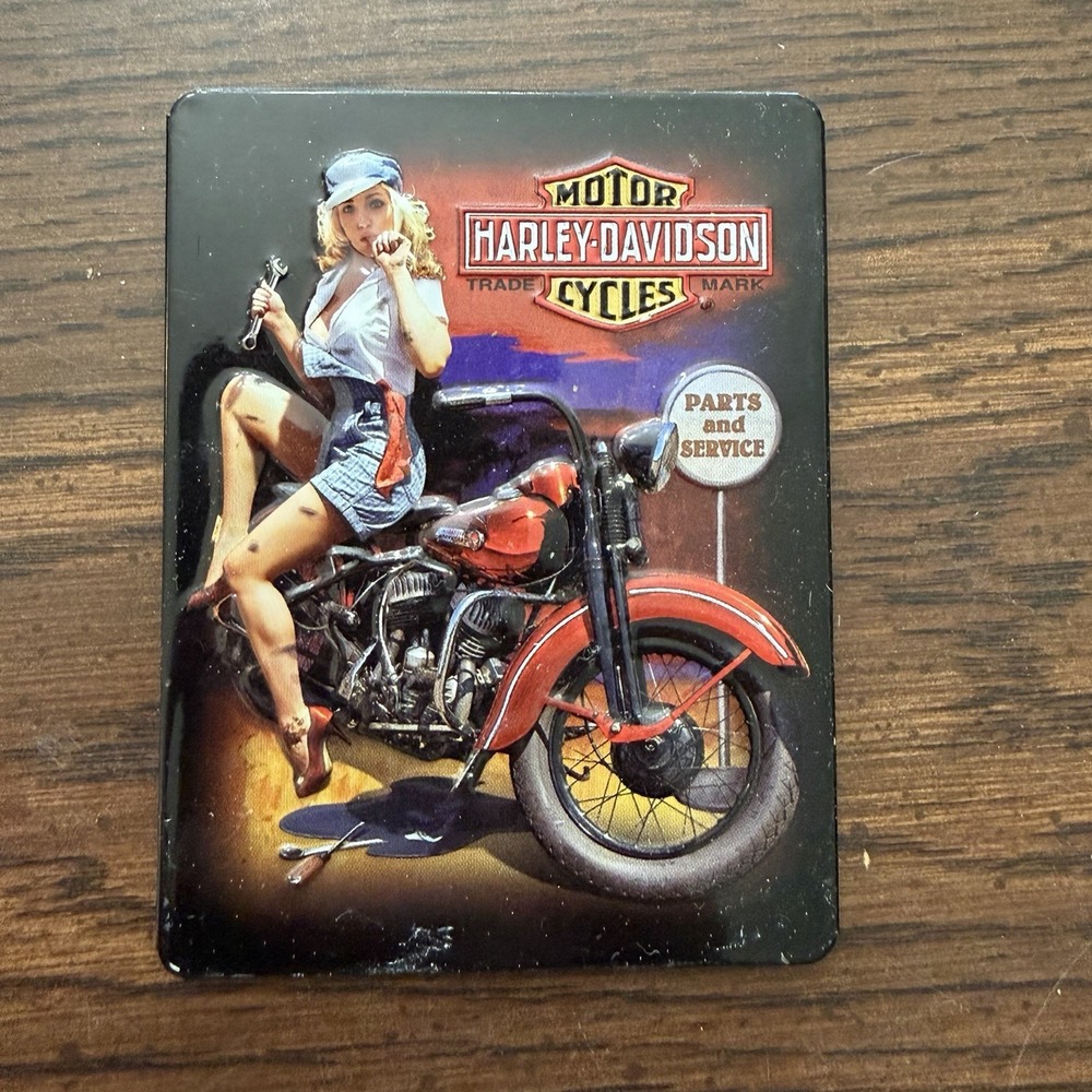 Harley Davidson Motorcycles Pin Up Girl Parts Service Magnet Garage Decor‎